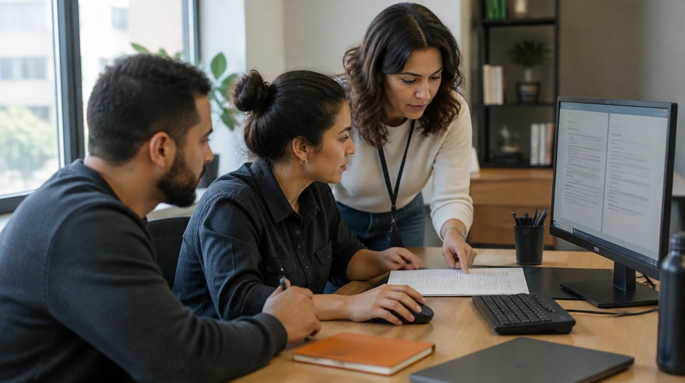 A team compares an AI-generated draft with its source document before approval.